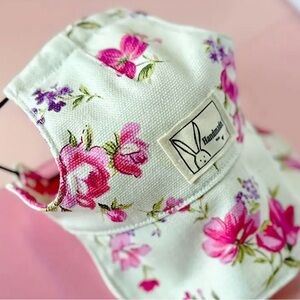 Floral Print Cap with Pink and Purple Flowers